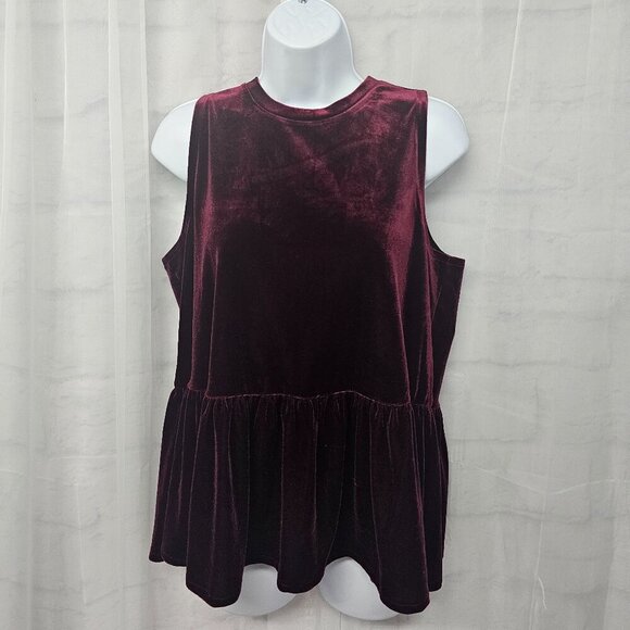 Mud Pie Burgundy Plum Velour Tank Peplum Y2K Goth Boho M - Picture 1 of 10